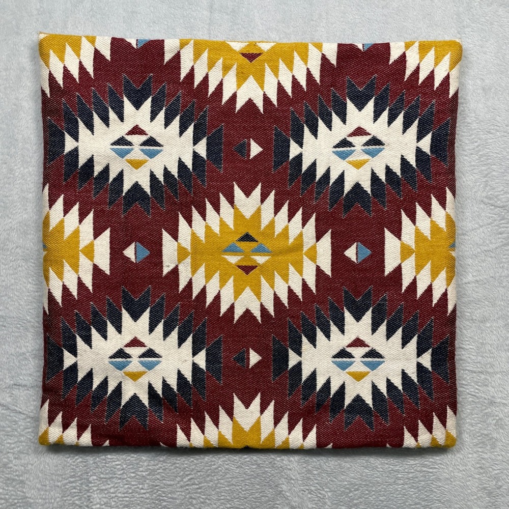 Ikea Fransine Pillow Cover 20x20 Burgundy Southwestern Woven Geometric Zip